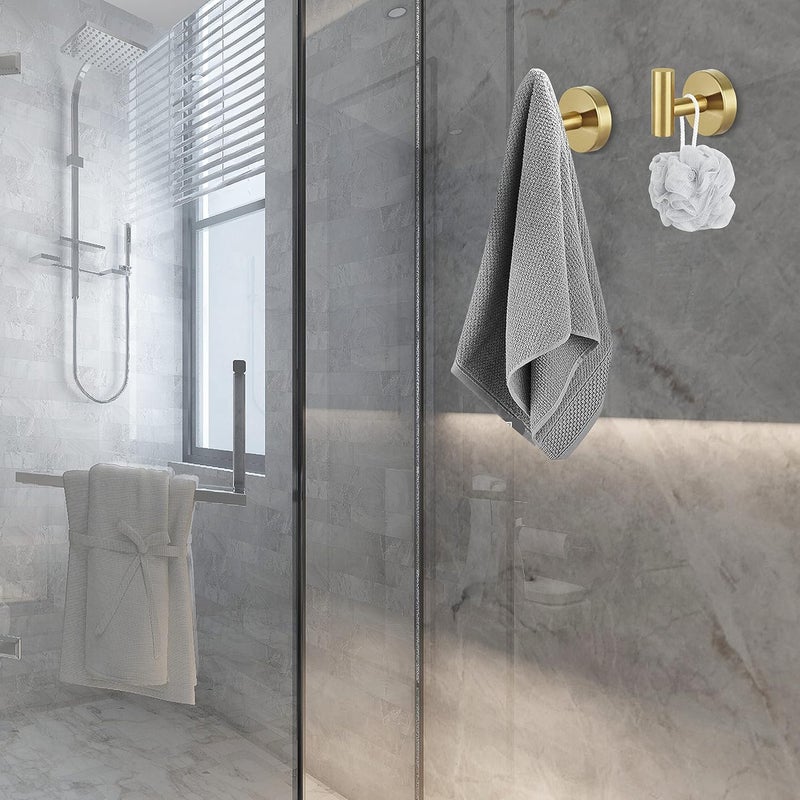 Homagic Towel Hooks for Bathroom 2 Packs Screw- in Gold Wall Mount Towel Holder Towel Rack, Heavy Duty Robe Coat Loofah Hooks for Shower, Kitchen,Hotel, Pool Tile, Brick Modern Style Decor Wall Hooks - Image 4